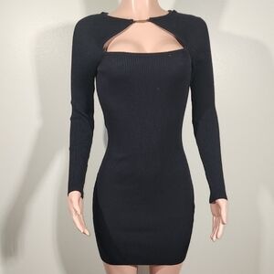 Guess Black Cut-Out Long Sleeve Dress
